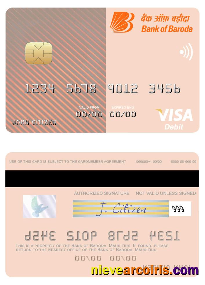 Mauritius Bank of Baroda visa debit card